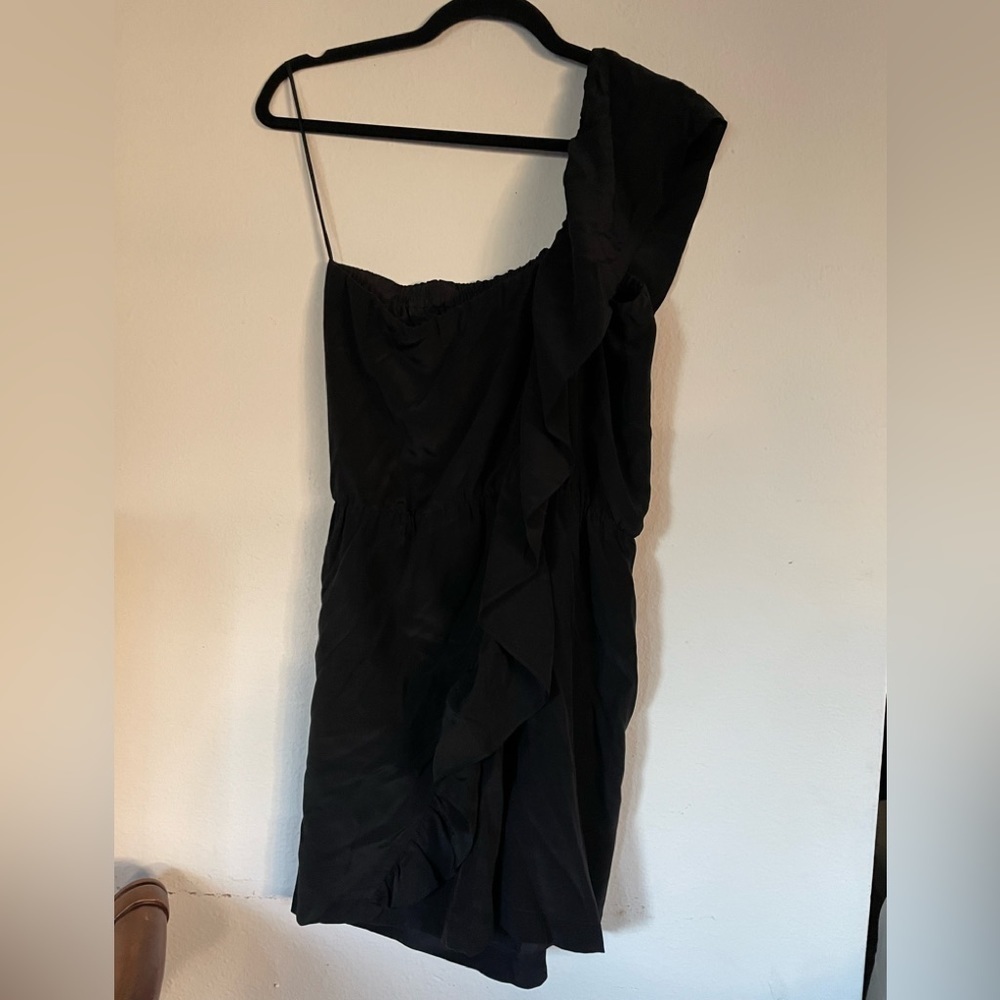 Mason One Shoulder Silk Riffle Mini Dress